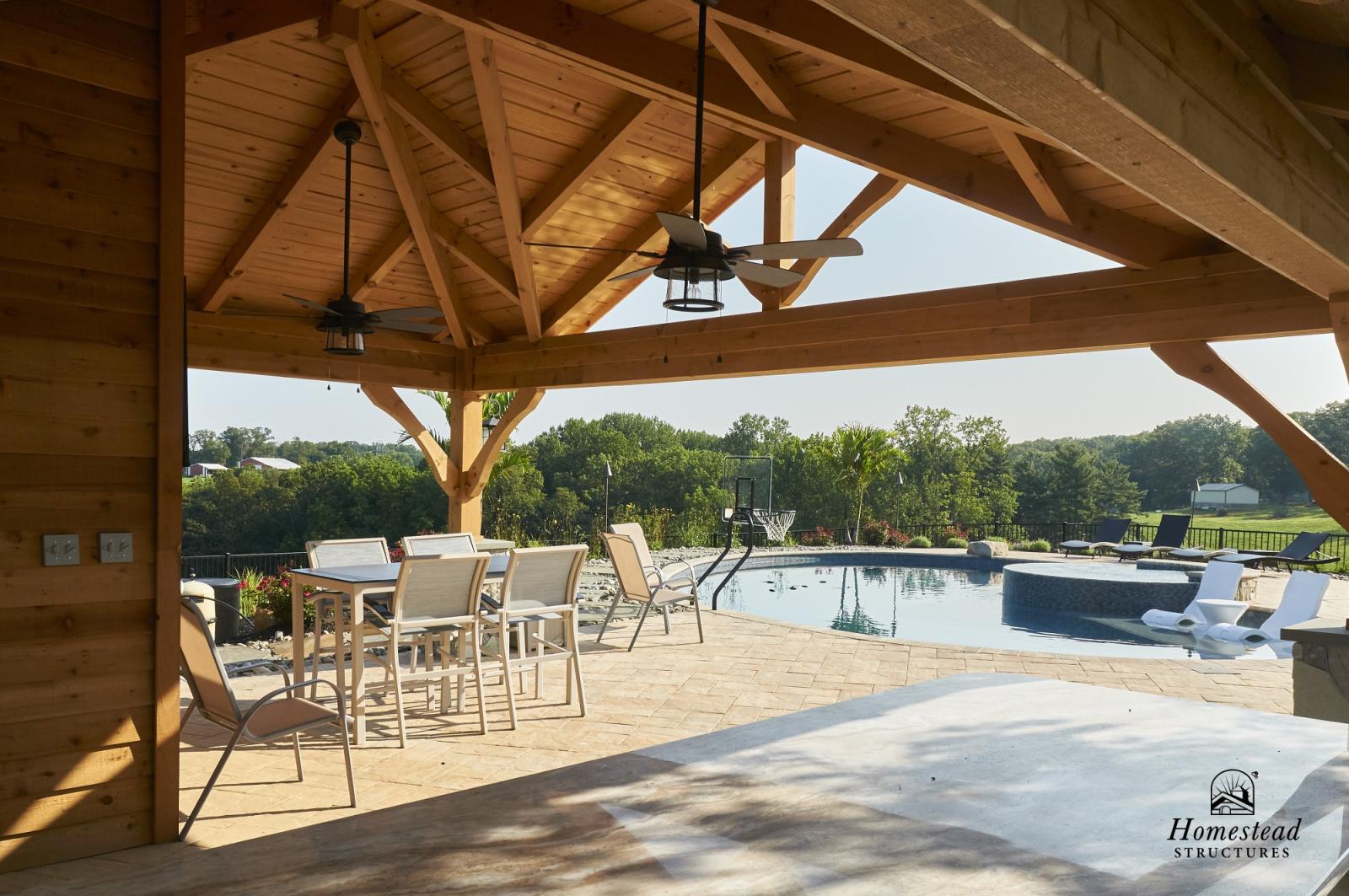 Troppman Timber Frame Pool House Woodbine, MD Homestead Structures